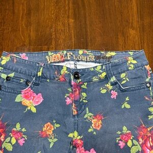 Wallflower Blue Jeans with Pink and Yellow Floral Design